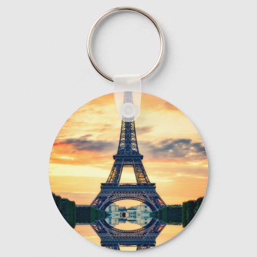 Eiffel Tower Paris Avond European Travel Sleutelhanger (Voorkant)