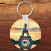Eiffel Tower Paris Avond European Travel Sleutelhanger (Voorkant)