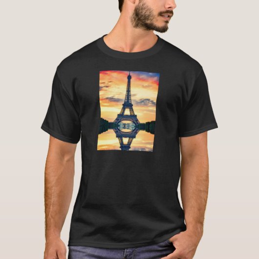 Eiffel Tower Paris Avond European Travel T-shirt (Voorkant)