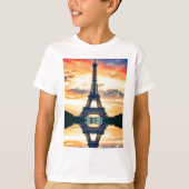 Eiffel Tower Paris Avond European Travel T-shirt (Voorkant)