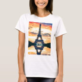Eiffel Tower Paris Avond European Travel T-shirt (Voorkant)