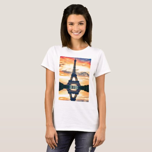 Eiffel Tower Paris Avond European Travel T-shirt (Voorkant volledig)