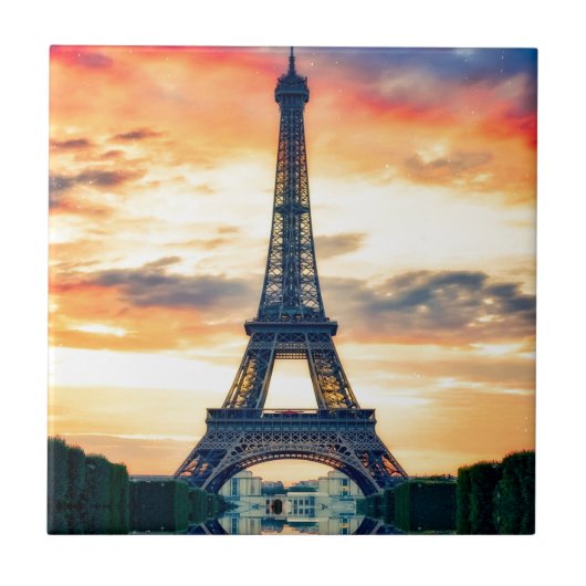 Eiffel Tower Paris Avond European Travel Tegeltje (Voorkant)