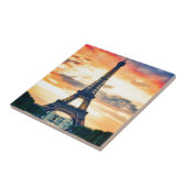 Eiffel Tower Paris Avond European Travel Tegeltje (Zijkant)