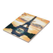 Eiffel Tower Paris Avond European Travel Tegeltje (Zijkant)