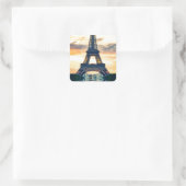 Eiffel Tower Paris Avond European Travel Vierkante Sticker (Tas)