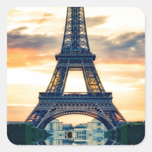 Eiffel Tower Paris Avond European Travel Vierkante Sticker (Voorkant)