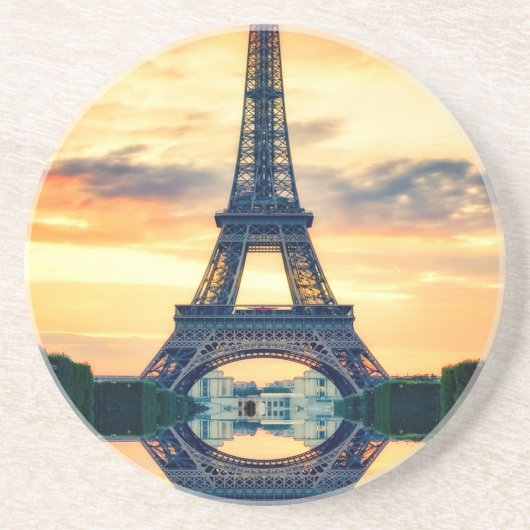 Eiffel Tower Paris Avond European Travel Zandsteen Onderzetter (Voorkant)