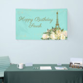 Eiffel Tower Paris Birthday Aqua Mint Gold Spandoek (Beurs)