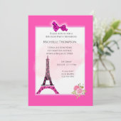 Eiffel Tower Paris Birthday Invitations Kaart (Staand voorkant)