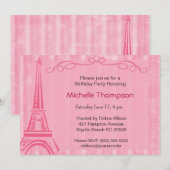 Eiffel Tower Paris Birthday Invitations Kaart (Voorkant / Achterkant)