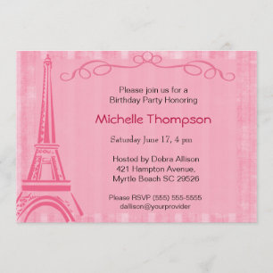 Eiffel Tower Paris Birthday Invitations Kaart