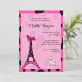 Eiffel Tower Paris Birthday Invitations Kaart (Staand voorkant)