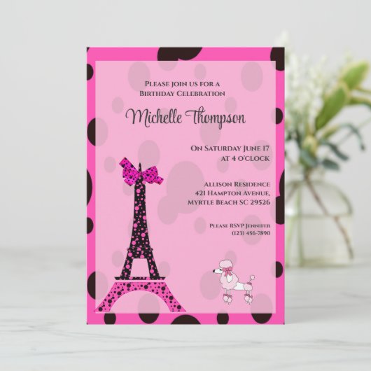 Eiffel Tower Paris Birthday Invitations Kaart (Staand voorkant)