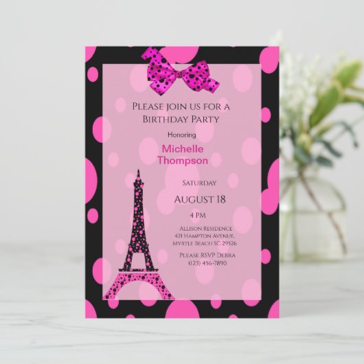Eiffel Tower Paris Birthday Invitations Kaart (Staand voorkant)