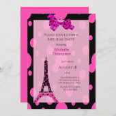 Eiffel Tower Paris Birthday Invitations Kaart (Voorkant / Achterkant)