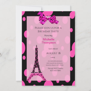 Eiffel Tower Paris Birthday Invitations Kaart