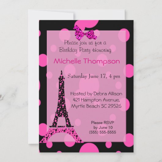 Eiffel Tower Paris Birthday Invitations Kaart (Voorkant)