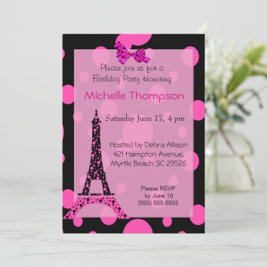 Eiffel Tower Paris Birthday Invitations Kaart (Staand voorkant)