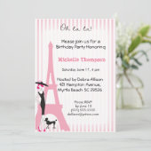 Eiffel Tower Paris Birthday Invitations Kaart (Staand voorkant)