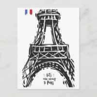 *~* Eiffel Tower Paris Black Outline White