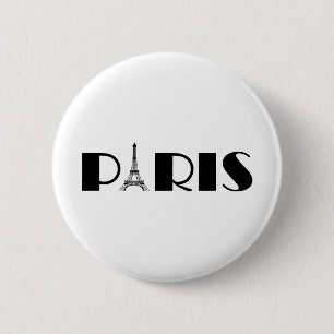 Eiffel Tower Paris Black & White Ronde Button 5,7 Cm