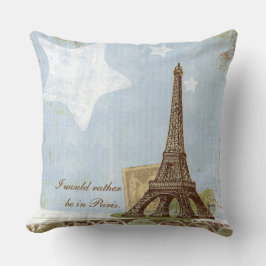 Eiffel Tower Paris Blue en Chocolate Sierkussen