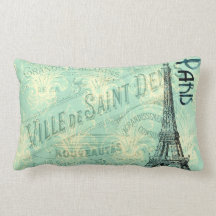 Eiffel Tower Paris Blue Post Card  Pillow