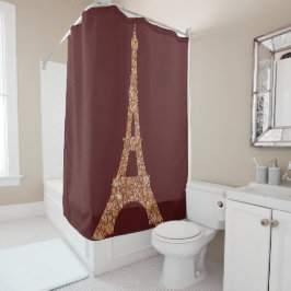 Eiffel Tower Paris Burgu Roos Gold Copper Crystals Douchegordijn