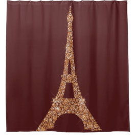 Eiffel Tower Paris Burgu Roos Gold Copper Crystals Douchegordijn