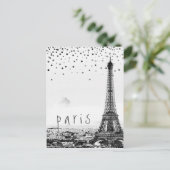 Eiffel Tower Paris City Gray  confetti Briefkaart (Staand voorkant)