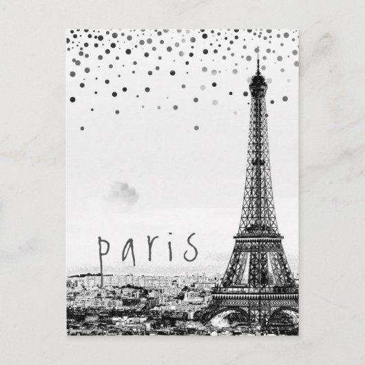 Eiffel Tower Paris City Gray  confetti Briefkaart (Voorkant)