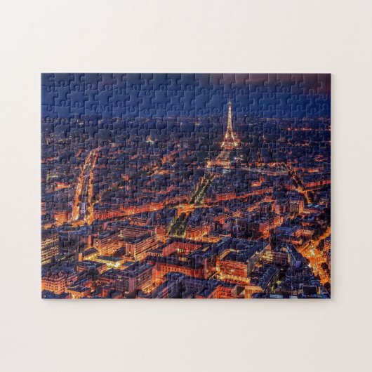 Eiffel Tower Paris City Night Europe Reisfoto Legpuzzel (Horizontaal)