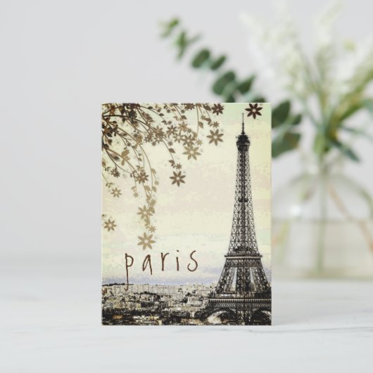 Eiffel Tower Paris City Retro   Briefkaart (Staand voorkant)