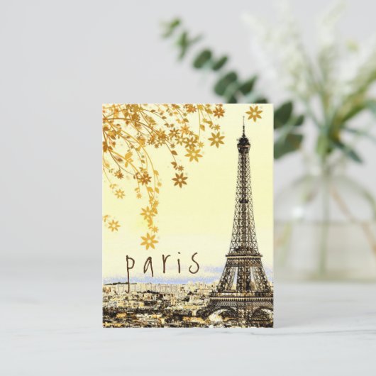 Eiffel Tower Paris City Rustic  Uitzicht Briefkaart (Staand voorkant)