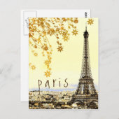 Eiffel Tower Paris City Rustic  Uitzicht Briefkaart (Voorkant / Achterkant)