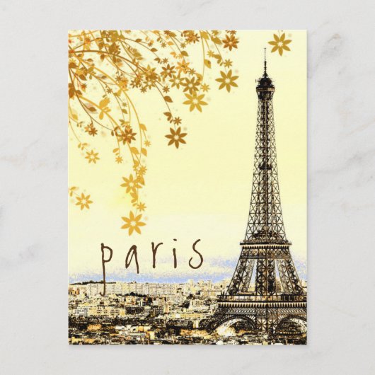 Eiffel Tower Paris City Rustic  Uitzicht Briefkaart (Voorkant)
