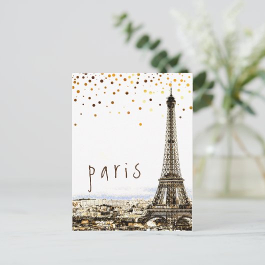 Eiffel Tower Paris City Rustic  Uitzicht Briefkaart (Staand voorkant)
