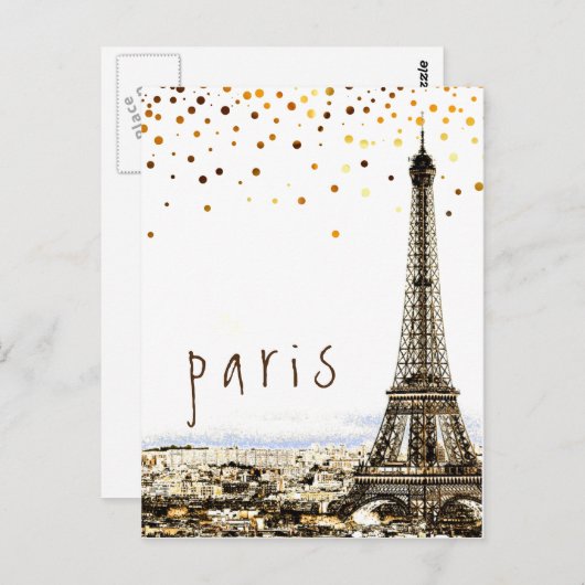 Eiffel Tower Paris City Rustic  Uitzicht Briefkaart (Voorkant / Achterkant)