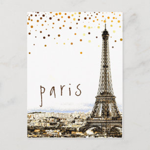 Eiffel Tower Paris City Rustic  Uitzicht Briefkaart