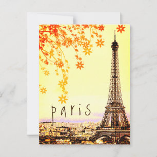 Eiffel Tower Paris City Rustic  Uitzicht Postca Briefkaart