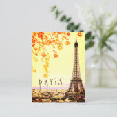 Eiffel Tower Paris City Rustic  Uitzicht Postca Briefkaart (Staand voorkant)