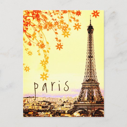 Eiffel Tower Paris City Rustic  Uitzicht Postca Briefkaart (Voorkant)
