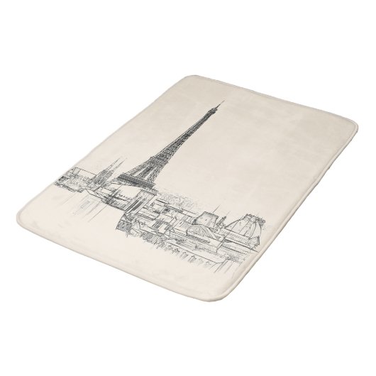 Eiffel Tower Paris Cityscape Schetsen Bath Mat (Gekanteld)