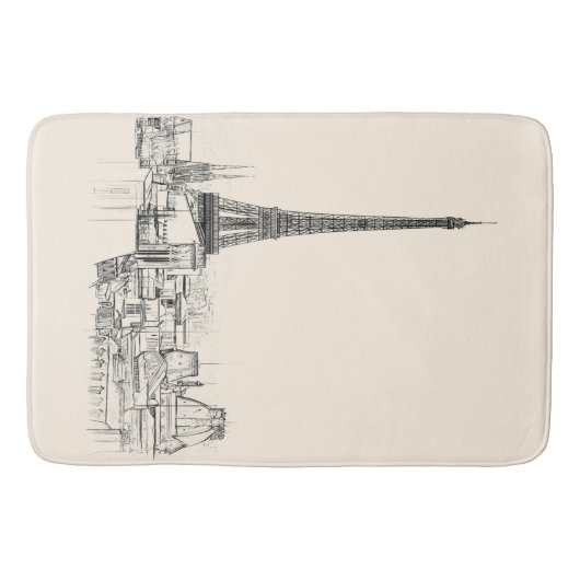 Eiffel Tower Paris Cityscape Schetsen Bath Mat (Voorkant)