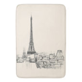 Eiffel Tower Paris Cityscape Schetsen Bath Mat (Voorkant Verticaal)