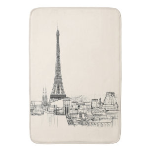 Eiffel Tower Paris Cityscape Schetsen Bath Mat