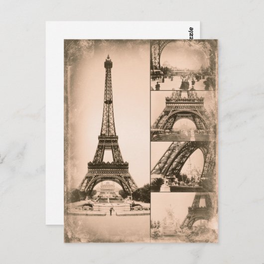 Eiffel Tower Paris Collage Briefkaart (Voorkant / Achterkant)