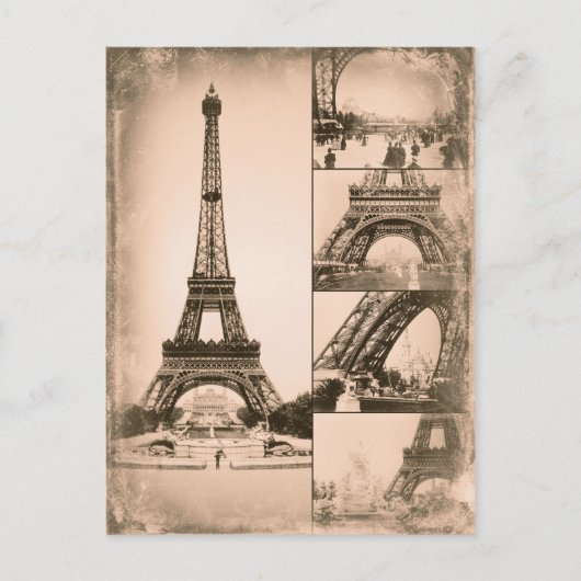 Eiffel Tower Paris Collage Briefkaart (Voorkant)