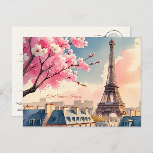 Eiffel Tower Paris Feestdagenkaart (Voorkant / Achterkant)